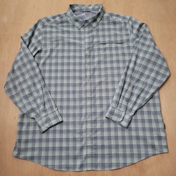 Swiss Tech SM29Y082B Long Sleeve Button Up Men's Size 3XL Green Plaid Shirt - Picture 3 of 11